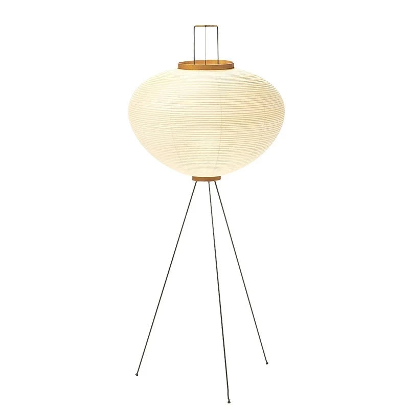 Rice Paper Floor Lamp, Japanese Standing Lantern Light, Warm Wood Living Room Lamp