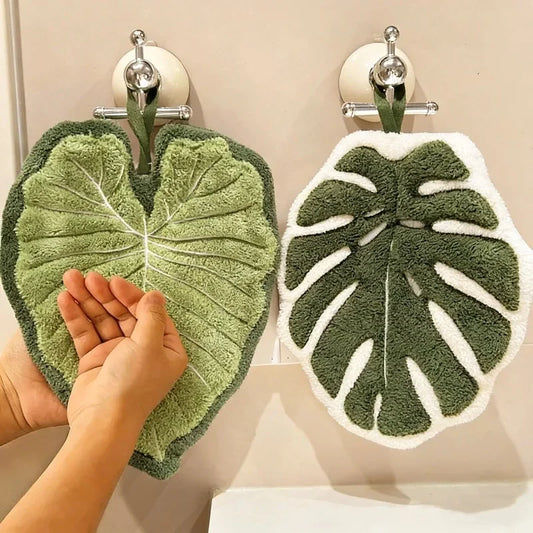 Leaf Hand Towel, Embroidered Guest Towel, Soft Cotton Towel for the Bathroom