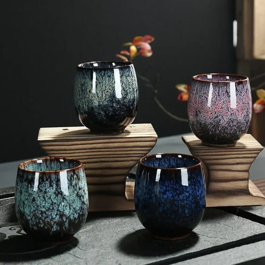Kiln Glazed Espresso Cup, Japanese Ceramic Tea Cup, Reactive Glaze Ceramic Mug
