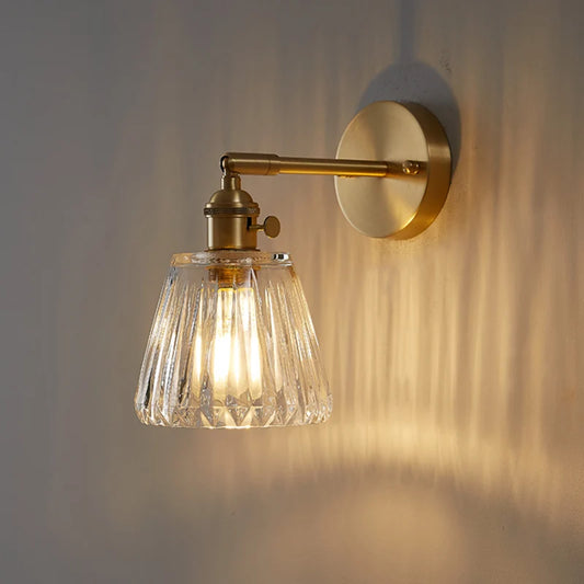 Nordic Brass Bedside Wall Light, Glass Globe Sconce, Minimalist Bedroom Lighting