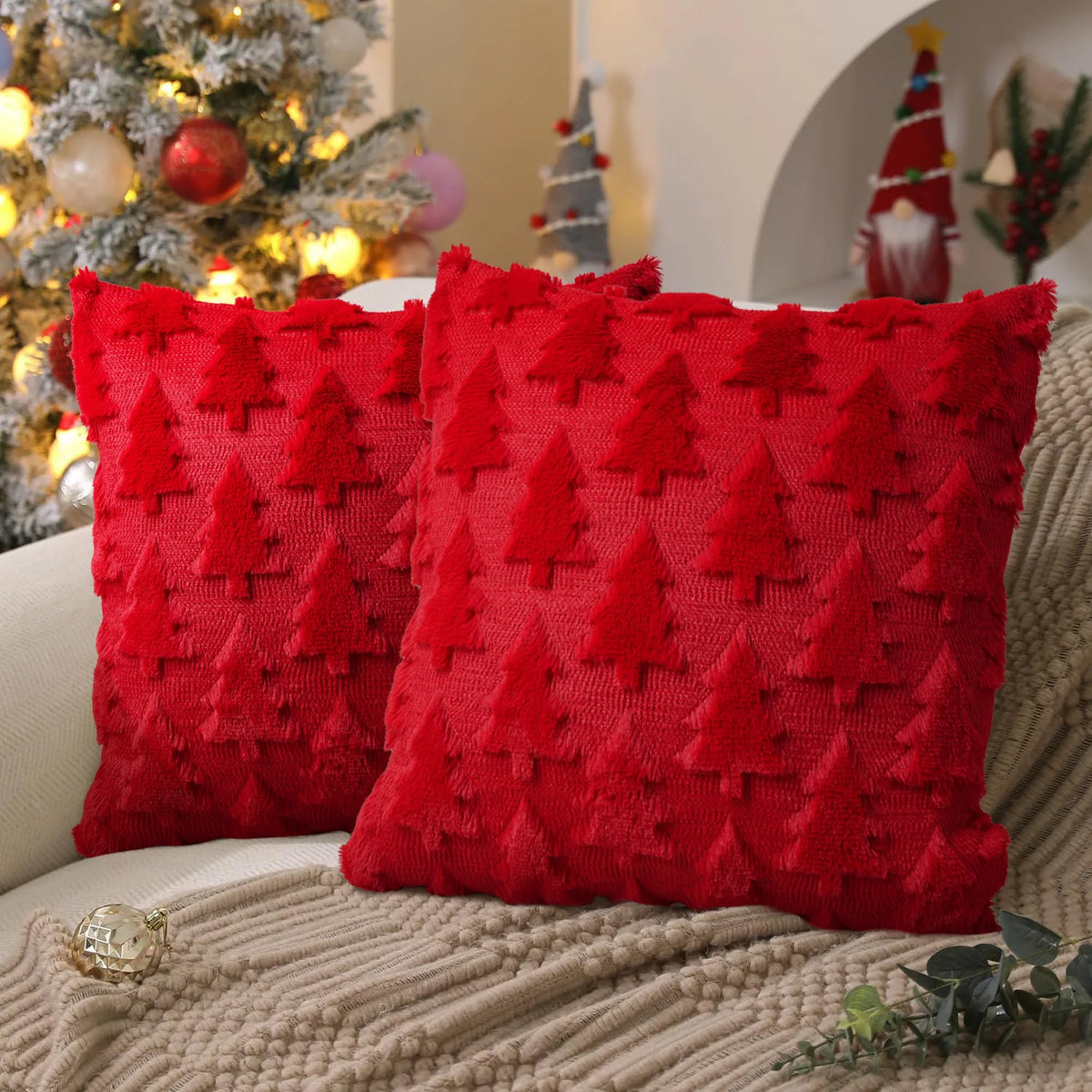 Seasonal Throw Pillow Covers, Faux Fur Cushion Cases, Autumn and Winter Sofa Accent