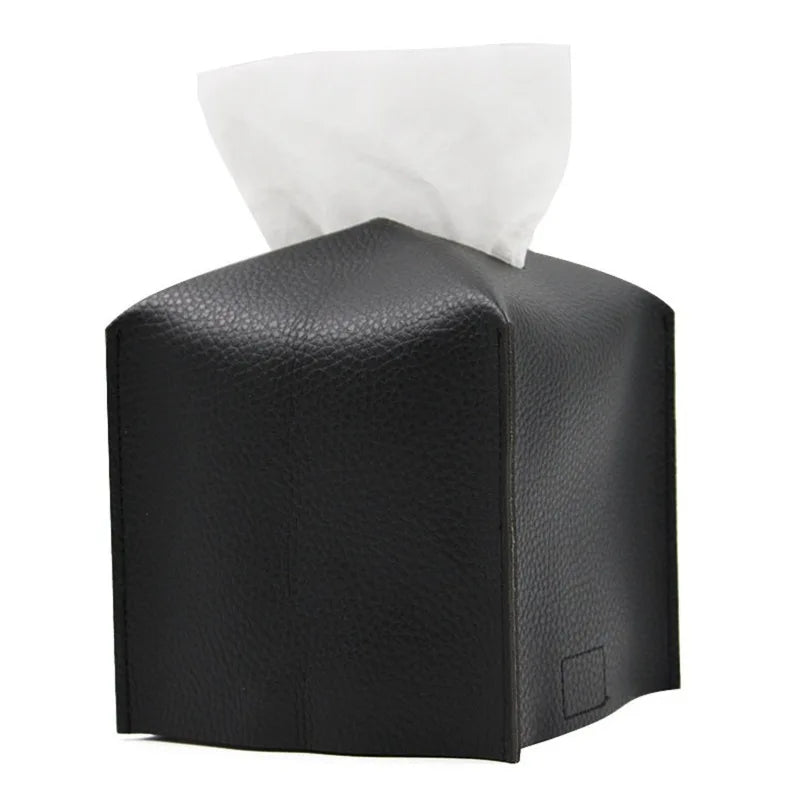 Tissue Box Cover, Leather Tissue Holder, PU Facial Tissue Case for the Living Room