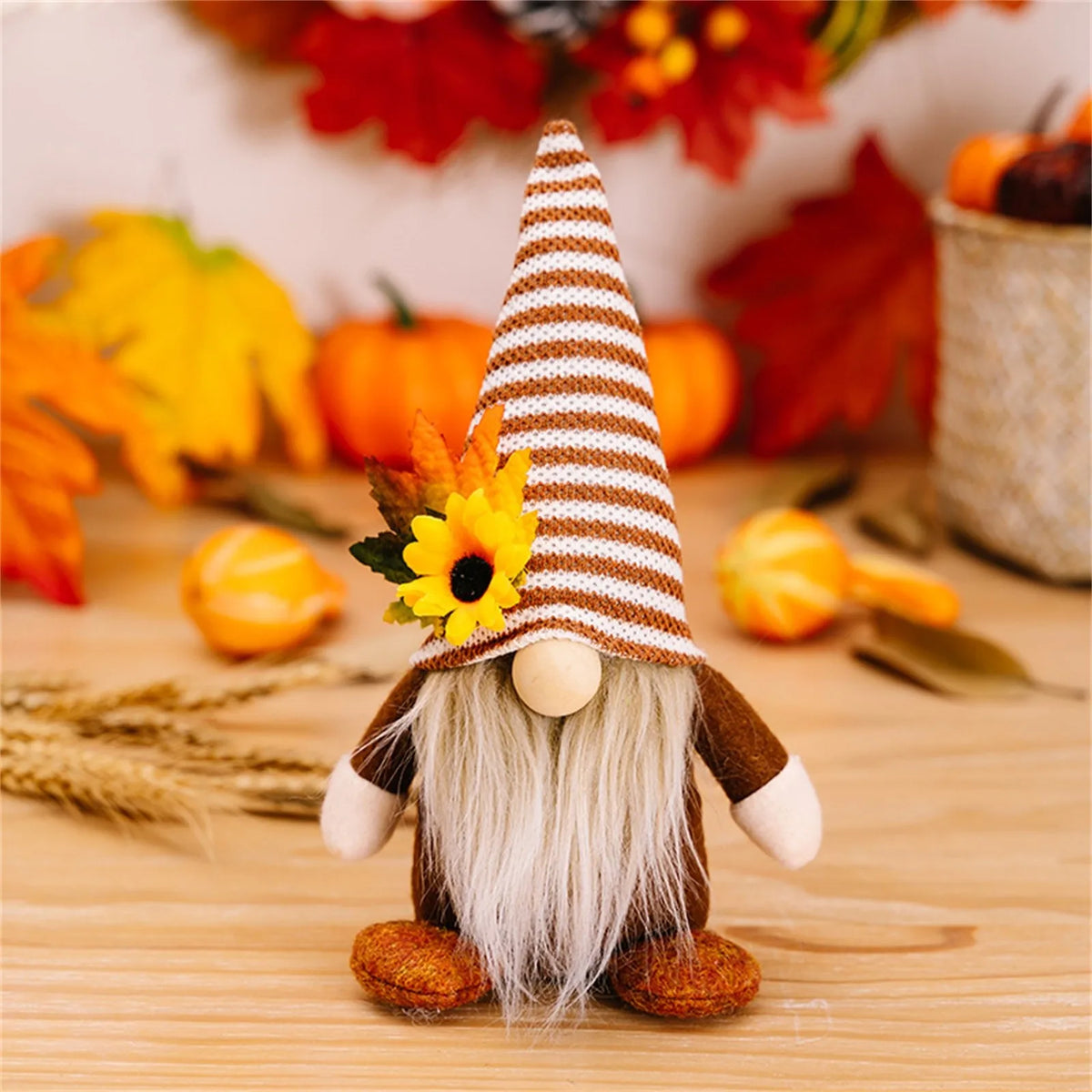 Autumn Gnome Ornament, Faceless Plush Gnome, Harvest Shelf and Mantel Decor