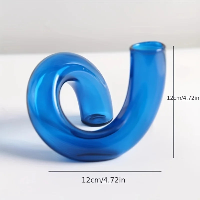 Sculptural Glass Vase, Irregular Bud Vase, Handblown Accent for Console Styling