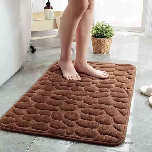 Cobblestone Non-Slip Bath Mat, Bathroom Rug, Quick Dry Shower Floor Mat