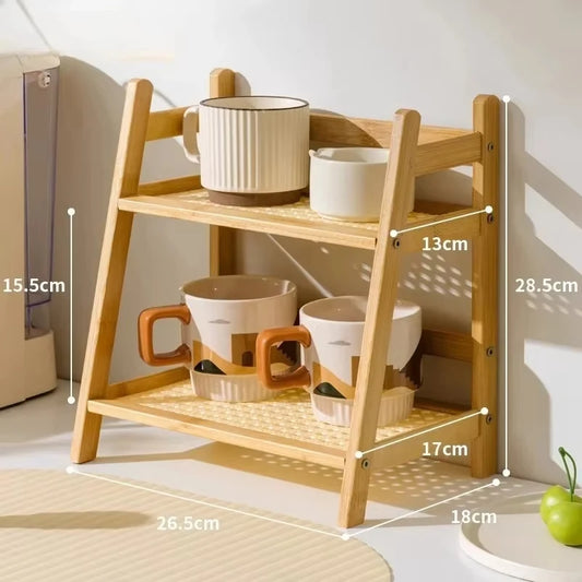 Bamboo Vanity Organizer, 2-Tier Countertop Shelf, Dressing Table Storage Rack