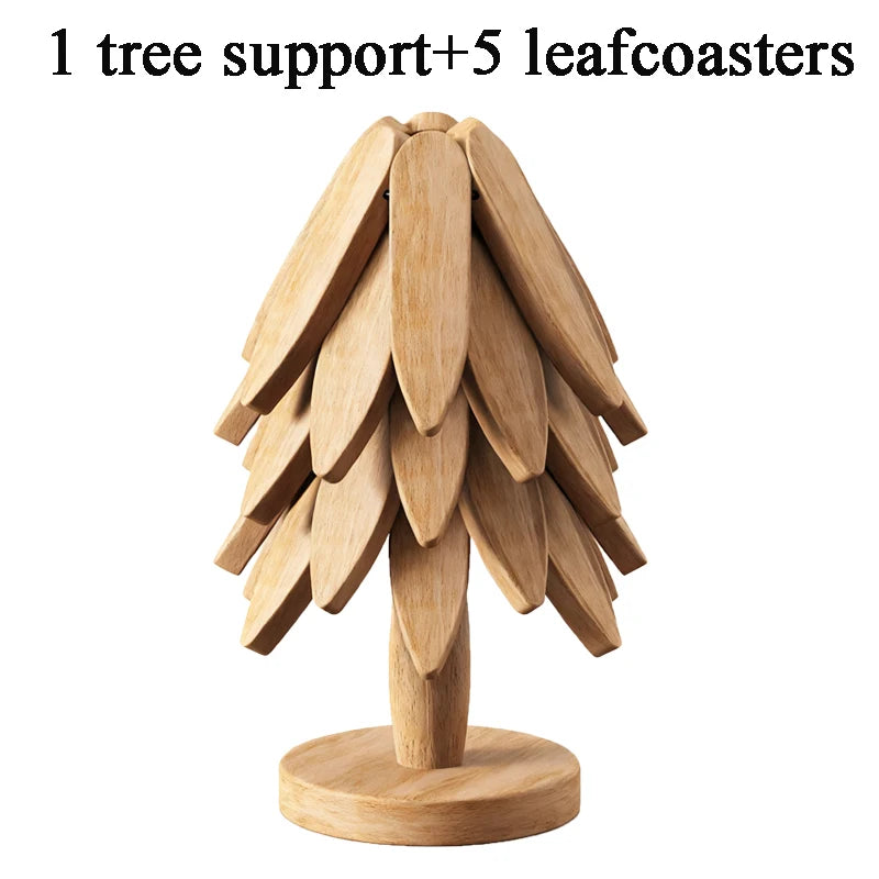 Wooden Trivet Set, Kitchen Hot Pad Holder, Tree Shape Pot Stand