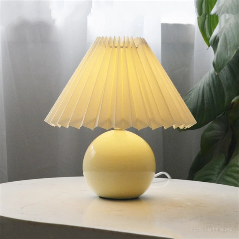 Nordic Ceramic Table Lamp, Fabric Shade Bedside Lamp, Minimalist Living Room Light