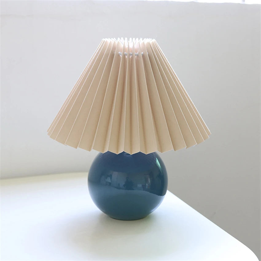Nordic Ceramic Table Lamp, Fabric Shade Bedside Lamp, Minimalist Living Room Light