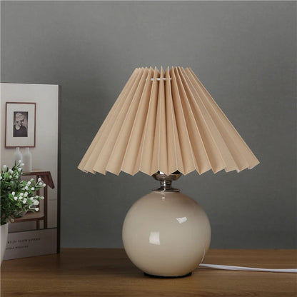 Nordic Ceramic Table Lamp, Fabric Shade Bedside Lamp, Minimalist Living Room Light