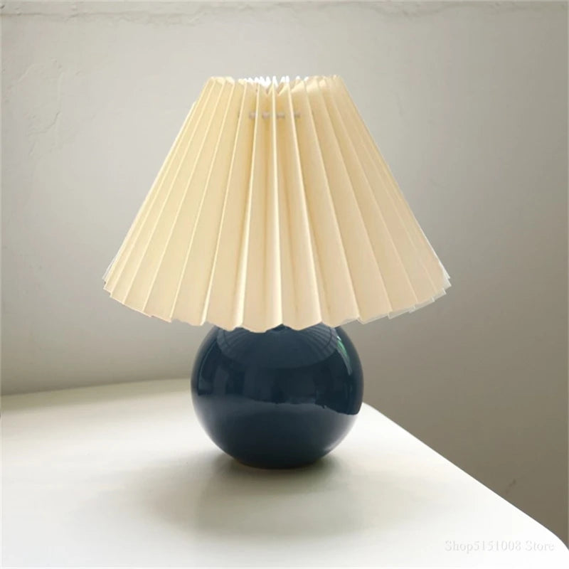 Nordic Ceramic Table Lamp, Fabric Shade Bedside Lamp, Minimalist Living Room Light