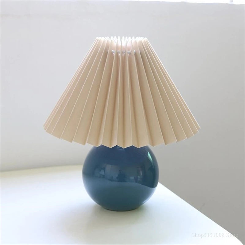 Nordic Ceramic Table Lamp, Fabric Shade Bedside Lamp, Minimalist Living Room Light