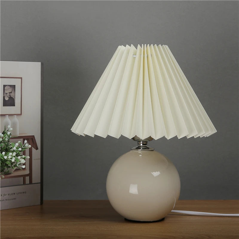 Nordic Ceramic Table Lamp, Fabric Shade Bedside Lamp, Minimalist Living Room Light