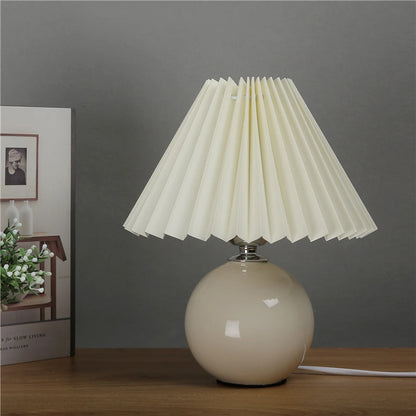 Nordic Ceramic Table Lamp, Fabric Shade Bedside Lamp, Minimalist Living Room Light