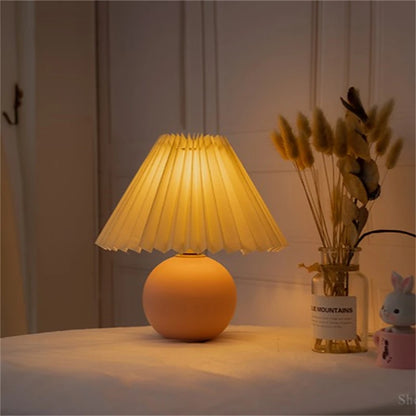 Nordic Ceramic Table Lamp, Fabric Shade Bedside Lamp, Minimalist Living Room Light