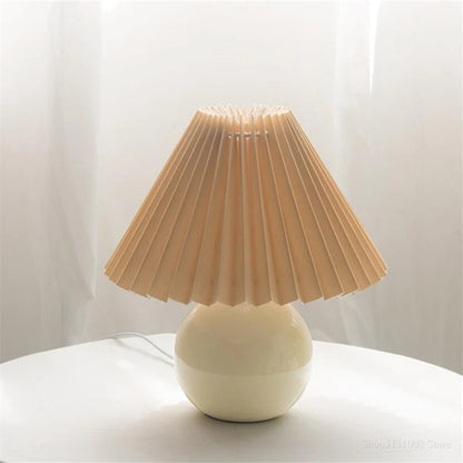 Nordic Ceramic Table Lamp, Fabric Shade Bedside Lamp, Minimalist Living Room Light