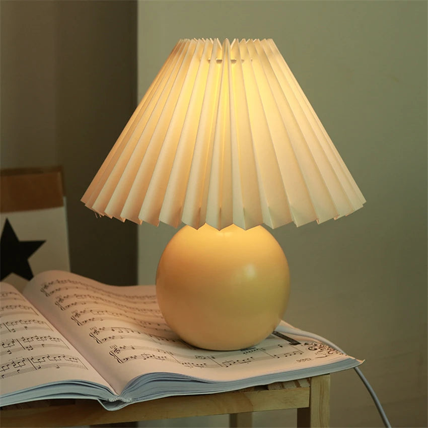 Nordic Ceramic Table Lamp, Fabric Shade Bedside Lamp, Minimalist Living Room Light