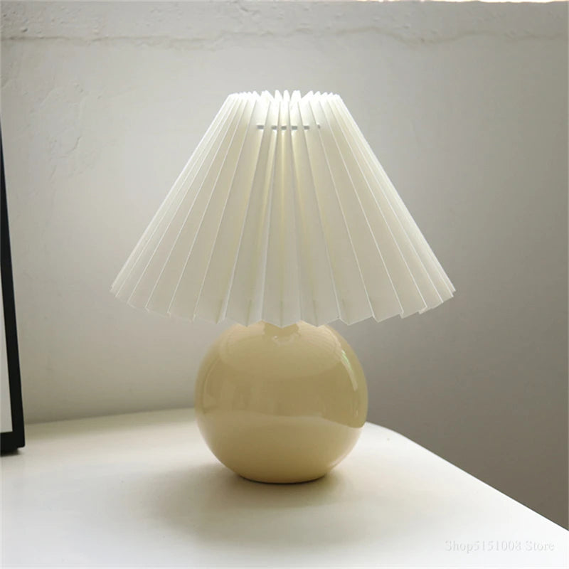 Nordic Ceramic Table Lamp, Fabric Shade Bedside Lamp, Minimalist Living Room Light