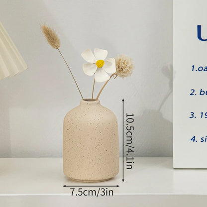 Retro Ceramic Flower Vase, Vintage Bud Vase, Glazed Decor for Open Shelves