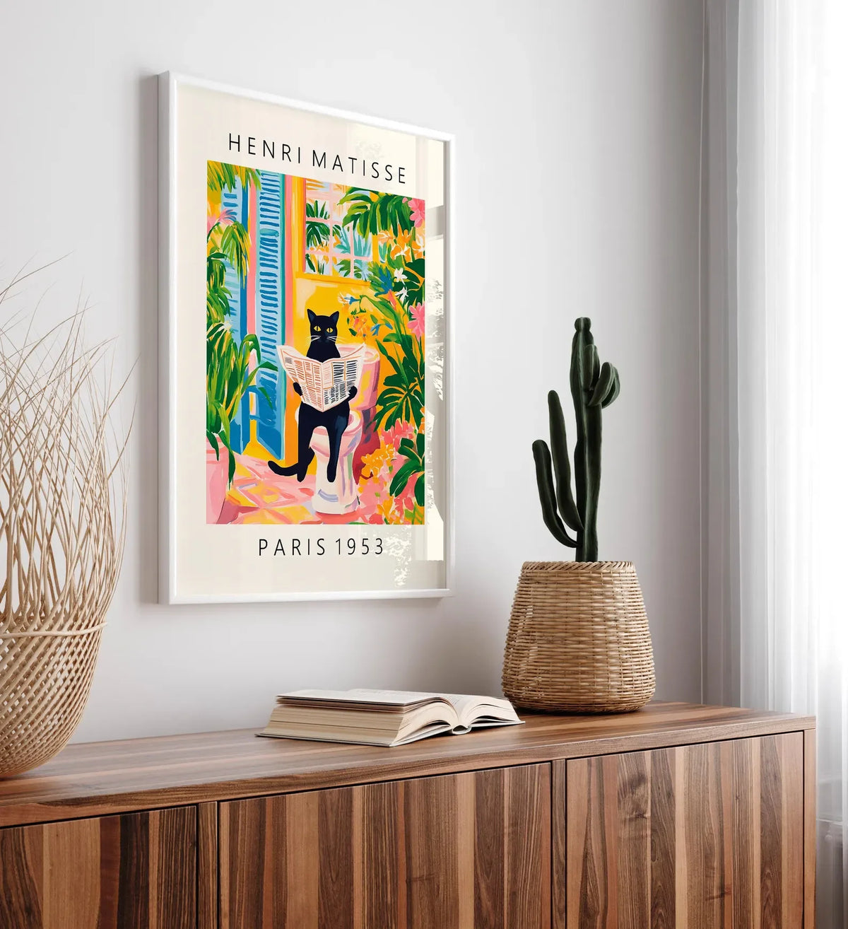 Black Cat Bathroom Wall Art Print, Funny Bathroom Poster, Powder Room Wall Decor