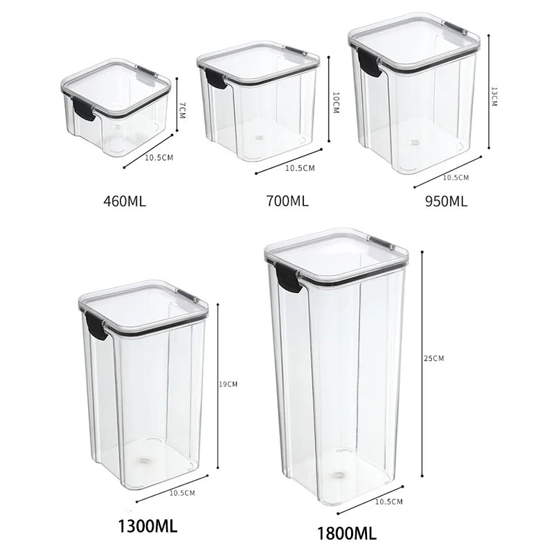 Sealed Kitchen Storage Jar Set, Airtight Canister Set, Stackable Pantry Containers