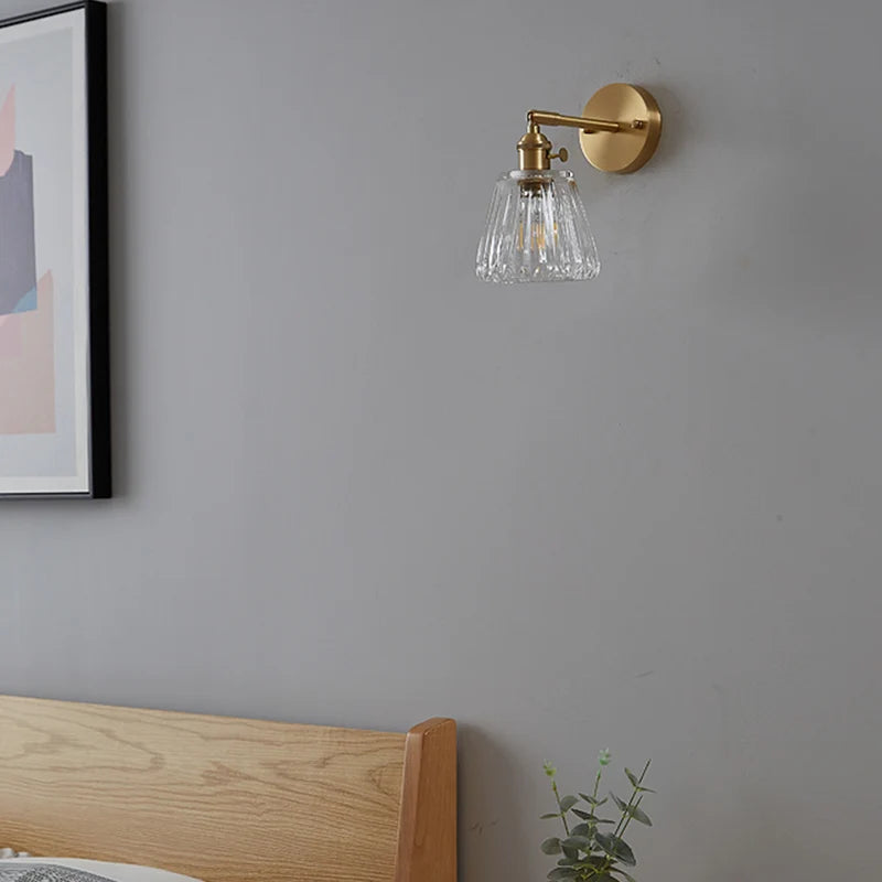Nordic Brass Bedside Wall Light, Glass Globe Sconce, Minimalist Bedroom Lighting