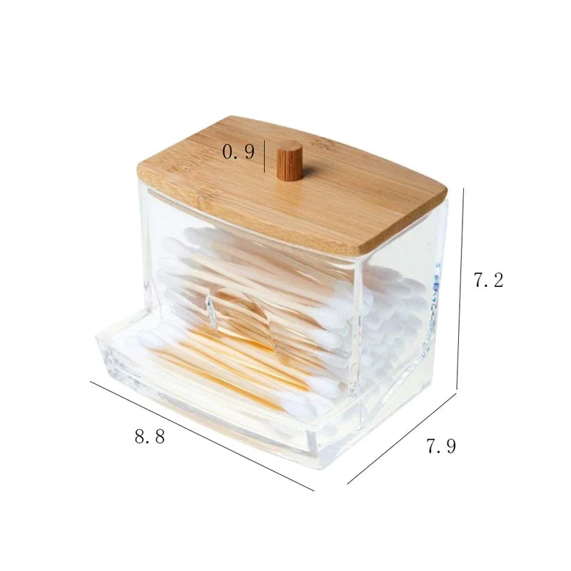 Cotton Swab Storage Box, Bathroom Canister, Countertop Organizer with Lid
