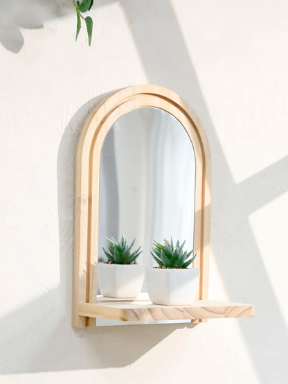 Wooden Wall Shelf, Geometric Floating Shelves, Natural Wood Boho Wall Decor