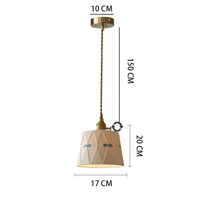Ceramic Pendant Chandelier, Retro Ceiling Light Fixture, Japanese Style Dining Room Lamp