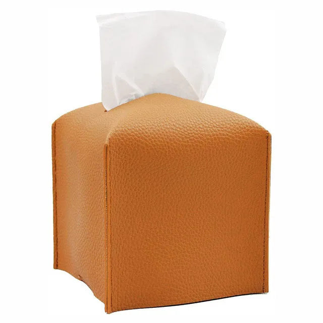 Tissue Box Cover, Leather Tissue Holder, PU Facial Tissue Case for the Living Room