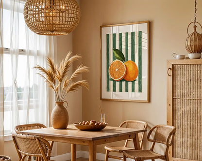 Orange Fruit Wall Art Print, Kitchen Poster, Citrus Botanical Decor for the Dining Room