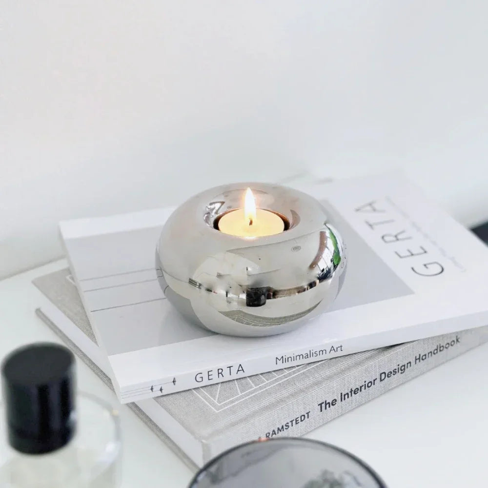 Circular Ceramic Candle Holder, Candlestick Stand, Minimalist Table Centerpiece