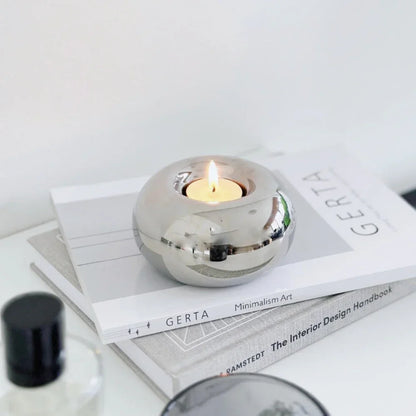 Circular Ceramic Candle Holder, Candlestick Stand, Minimalist Table Centerpiece