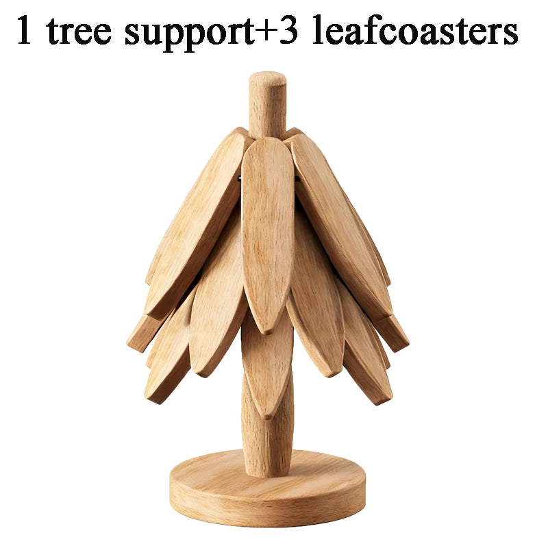 Wooden Trivet Set, Kitchen Hot Pad Holder, Tree Shape Pot Stand