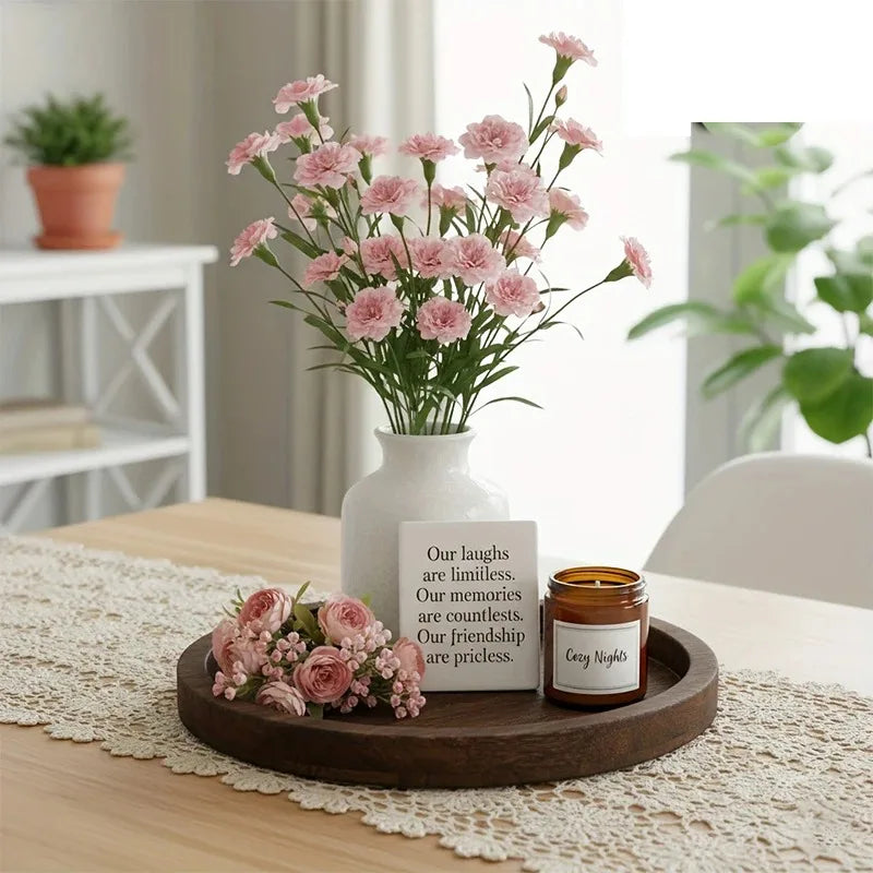 Rustic Wooden Serving Tray, Ottoman Tray, Farmhouse Round Tray for the Coffee Table