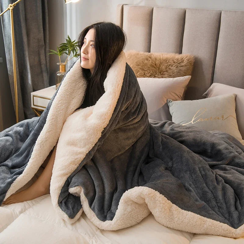 Wool Throw Blanket, Woven Bed Throw, Warm Natural Layer for Sofa and Bedroom