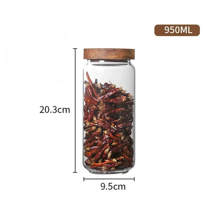 Glass Canister Set, Airtight Storage Jars with Wood Lids, Kitchen Pantry Organization