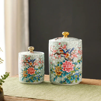 European Ceramic Storage Jar, Kitchen Canister with Lid, Pantry Storage Container