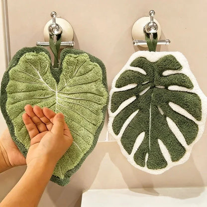 Leaf Hand Towel, Embroidered Guest Towel, Soft Cotton Towel for the Bathroom