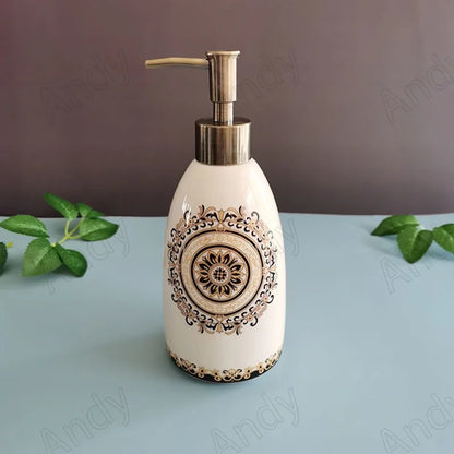 Ceramic Soap Dispenser Bottle, Hand Soap Pump, Vanity Accent for Bathroom and Kitchen