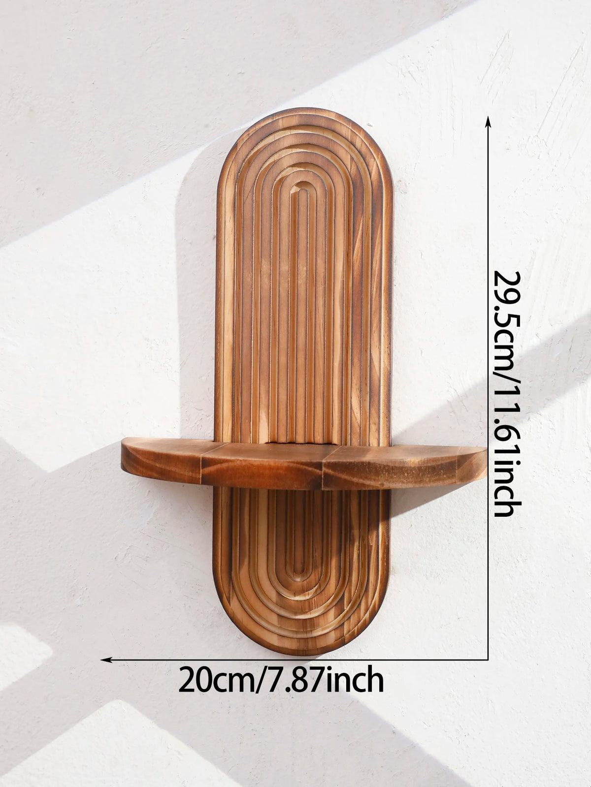 Wooden Wall Shelf, Geometric Floating Shelves, Natural Wood Boho Wall Decor