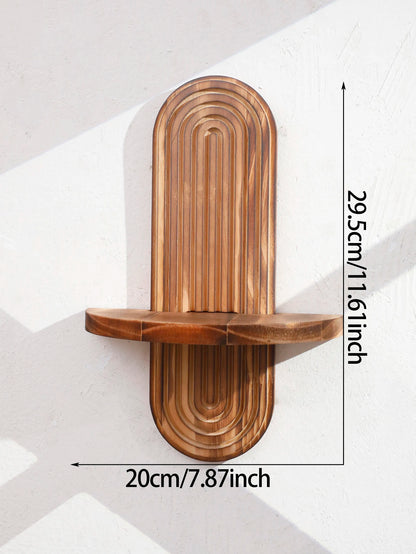 Wooden Wall Shelf, Geometric Floating Shelves, Natural Wood Boho Wall Decor