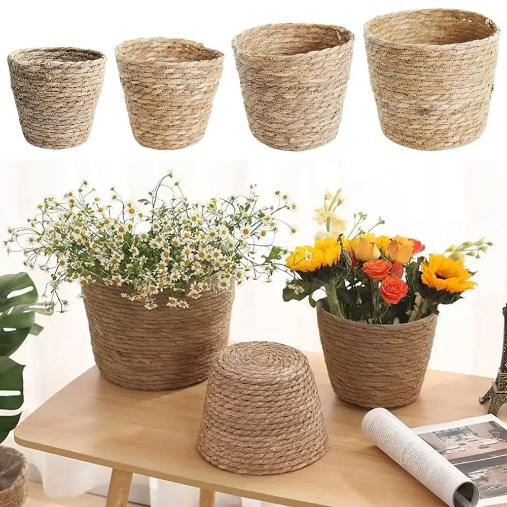 Rattan Planter Basket, Woven Plant Pot Cover, Natural Basket for Indoor Plants