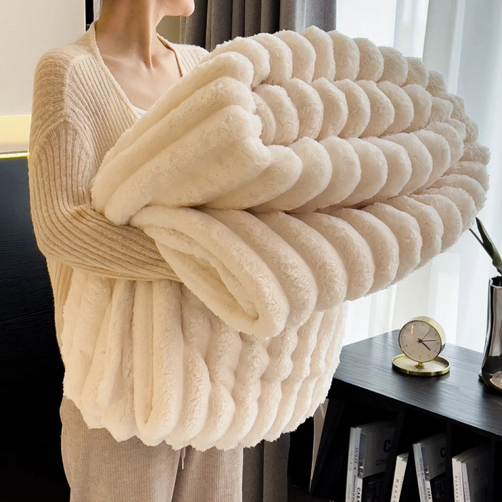 Soft Fluffy Throw Blanket, Faux Fur Throw, Plush Accent Layer for Couch and Chair