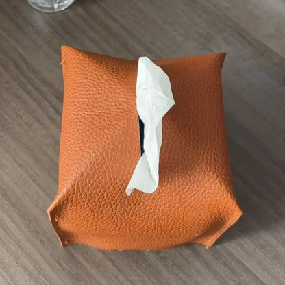 Tissue Box Cover, Leather Tissue Holder, PU Facial Tissue Case for the Living Room