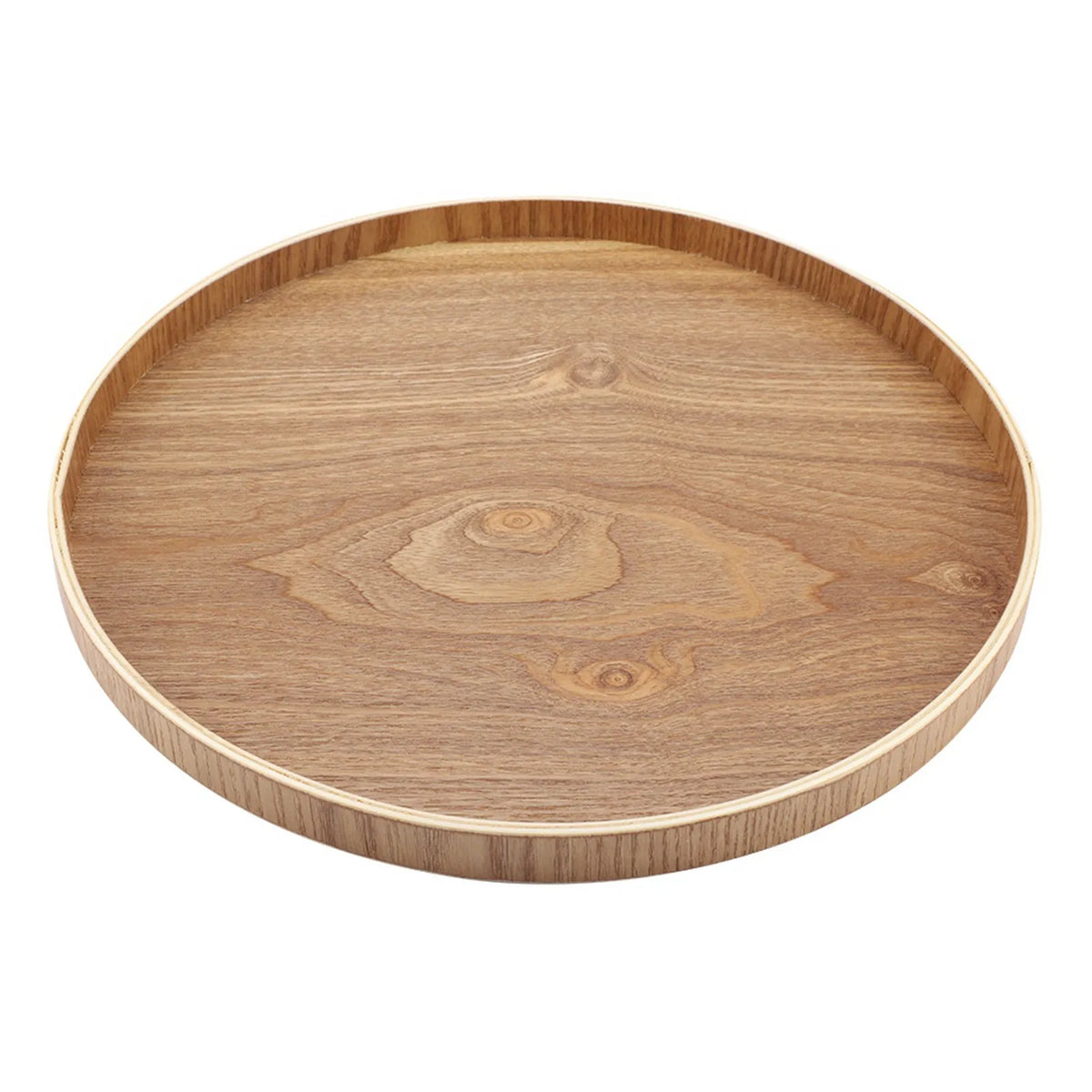 Round Wooden Serving Tray, Breakfast Tray, Wooden Tray for Kitchen and Dining