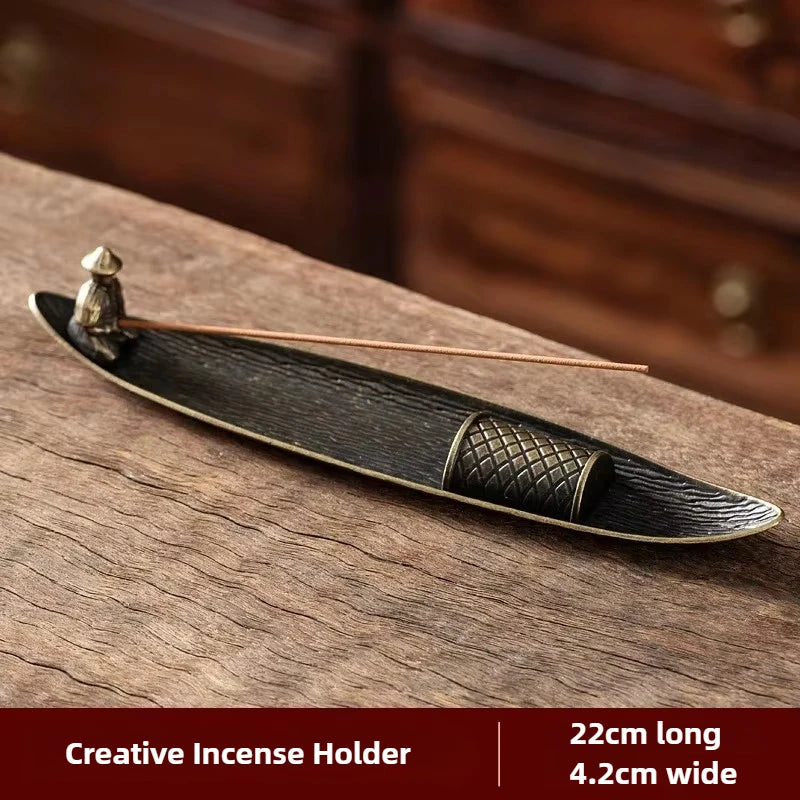 Boat Incense Holder, Stick Incense Burner, Ash Catcher Tray for Desk and Shelf