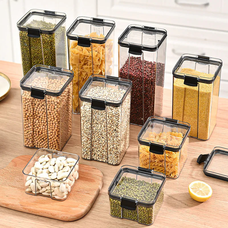 Sealed Kitchen Storage Jar Set, Airtight Canister Set, Stackable Pantry Containers
