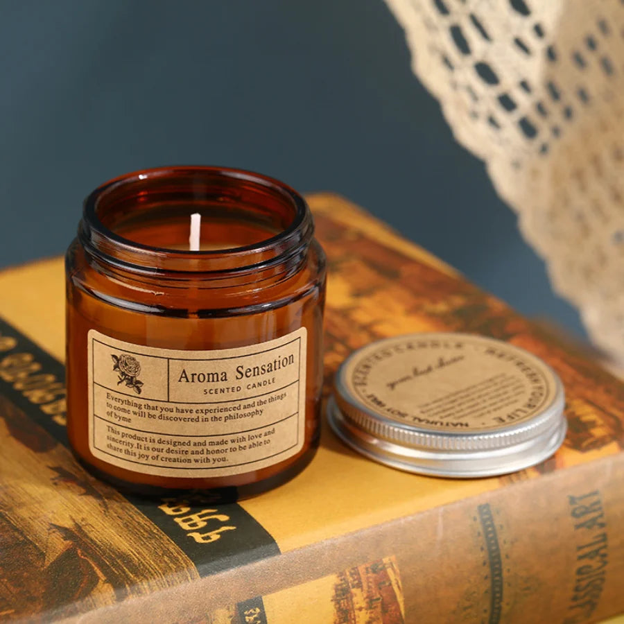 Aromatherapy Candle, Scented Glass Jar Candle, Slow Burning Home Fragrance
