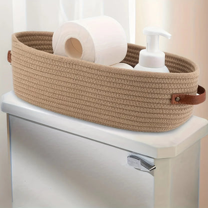 Oval Woven Bathroom Basket, Storage Basket, Woven Organizer for Towels and Toiletries